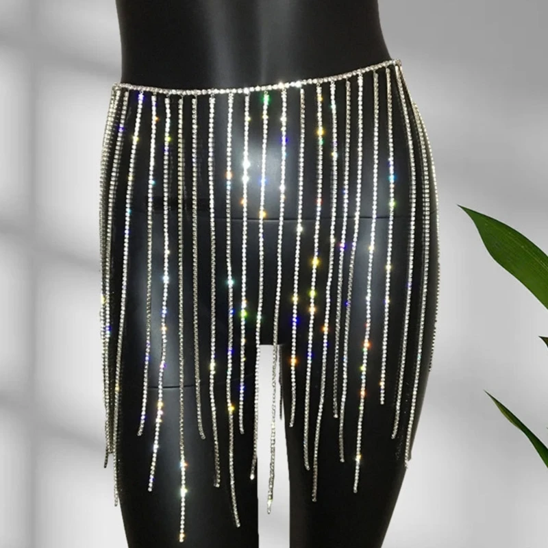 Tassel Body Chain Waist Belt Fringe Belt Crystal Tassel Belt Belly Dance Skirt Belt Dropship