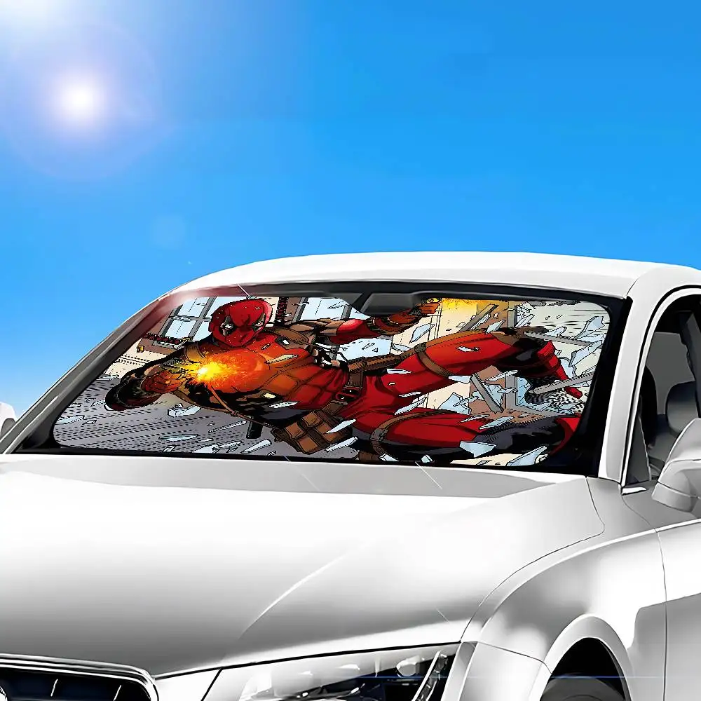 Cute-D-deadpool-S Stylish And Trendy Windshield Sunshade, Car Windshield Cover, Car Sunshade Curtain, Car Sun Protection Cover view 3