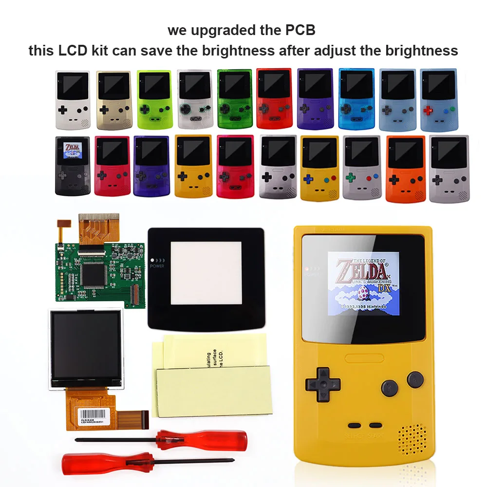 DIY 2.2 inches GBC LCD High brightness backlight screen for Gameboy COLOR GBC Display, plug and play, no need welding or cutting