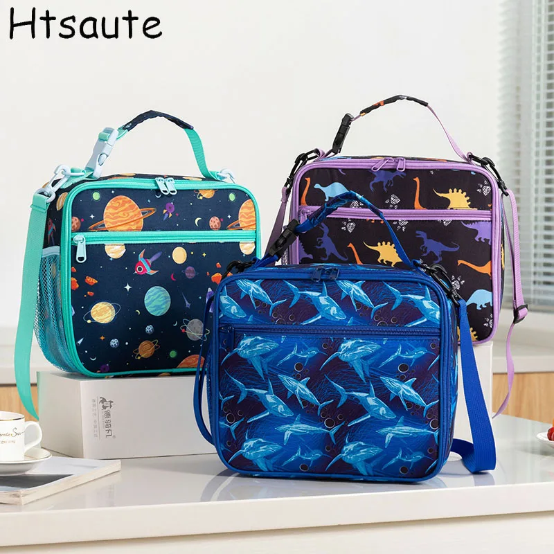 Lunch Box Children Crossbody Bags Pattern Portable Handheld Insulated Cooler Bag for Work Back To School Season Bring Food Lunch