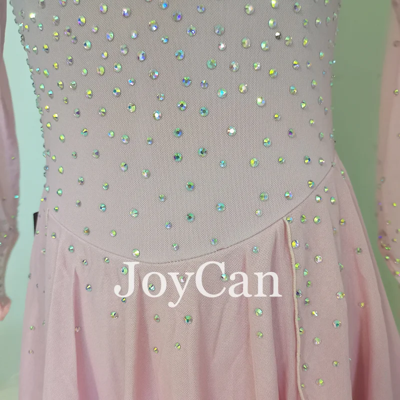 JoyCan Ice Figure  Skating  Dress Girls Pink Spandex Stretchy Competition Dance Wear Customized