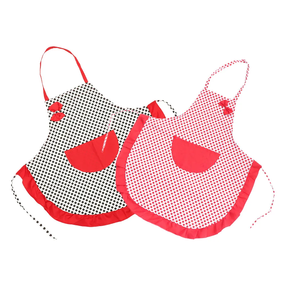 

2pcs Dot Pattern Aprons Canvas Aprons With Pockets For Women Cute Cooking Camping Baking Kitchen Supplies Light Portable