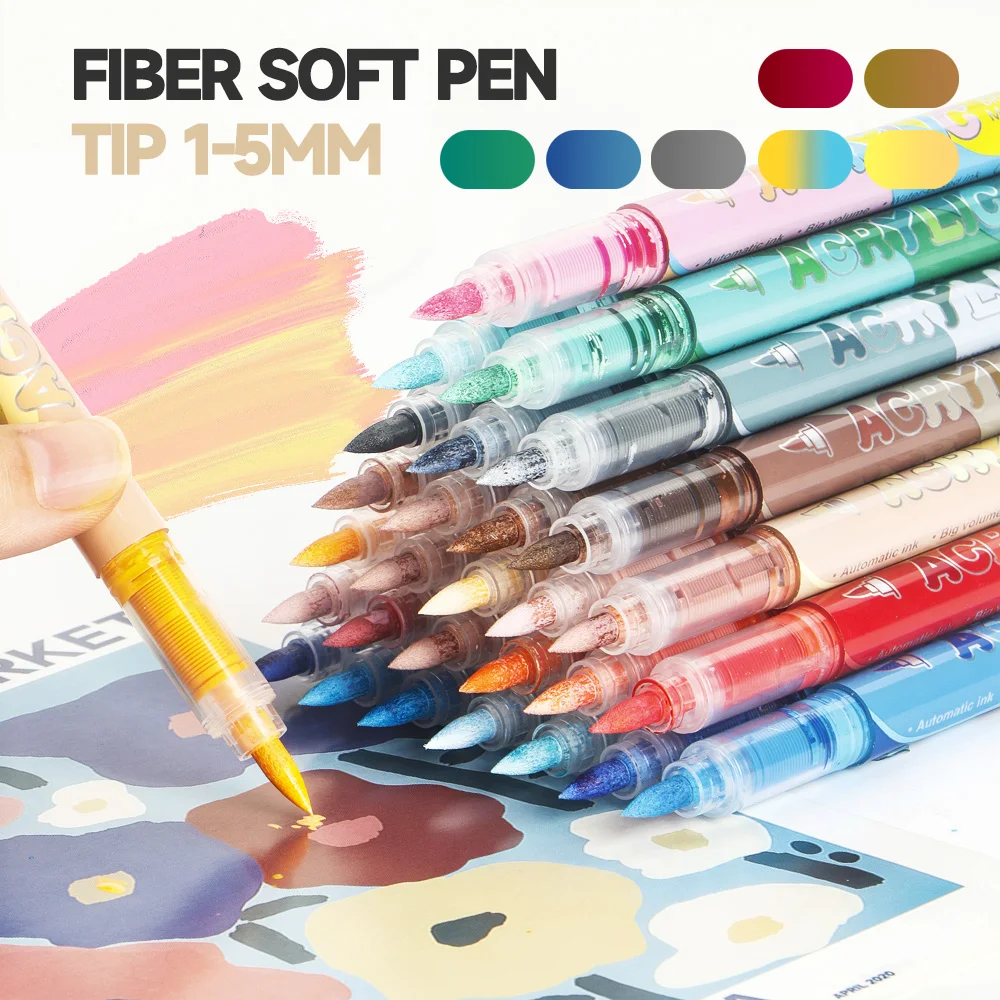 12 لونًا من علامات الفن ذات طرف ناعم من الأكريليك لعيد الميلاد والهالوين ولوحة رسم هزلية وتلوين DIY لوازم فنية من الحجر CD