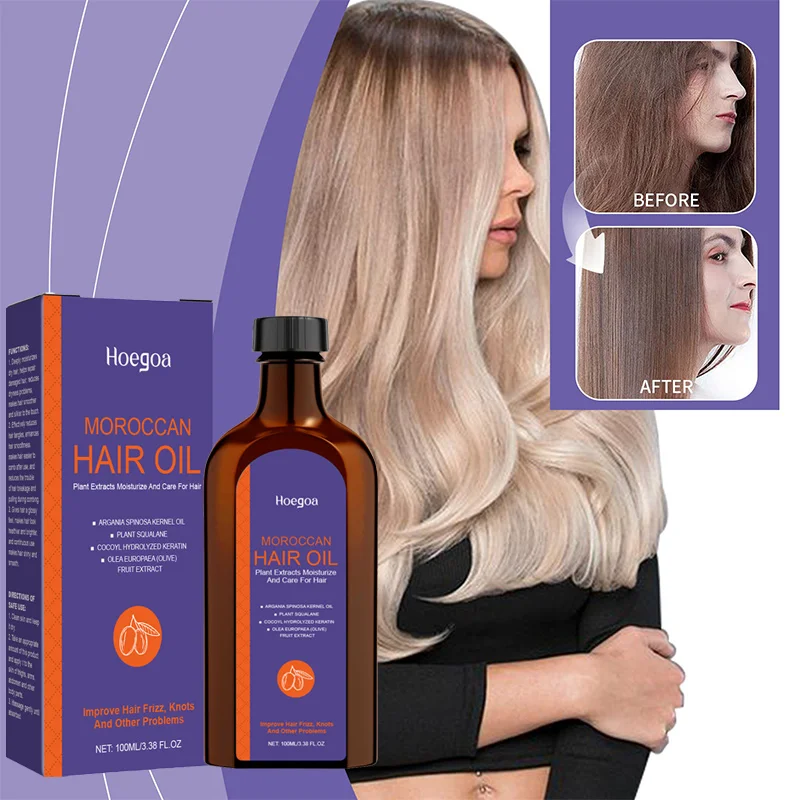 Aceite Esencial Marroquí para el cuidado del cabello, repara dañado, nutre, alisa, elimina el Frizz, sin champú, cuidado de puntas abiertas
