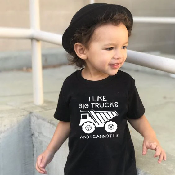 

I Like Big Trucks and I Cannot Lie Kids Tshirt Children Round Neck Tops Funny Casual Toddler Blouse T-shirt Baby Boy Cute Shirts