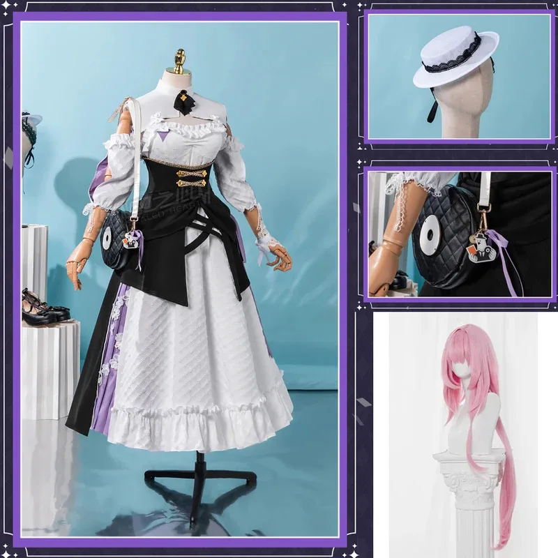 أزياء هونكاي إمباكت 3 إليسيا التأثيرية ذكريات حلوة زي خادمة لوليتا فستان كرنفال للحفلات لعب الأدوار شعر وردي باروكات × 8