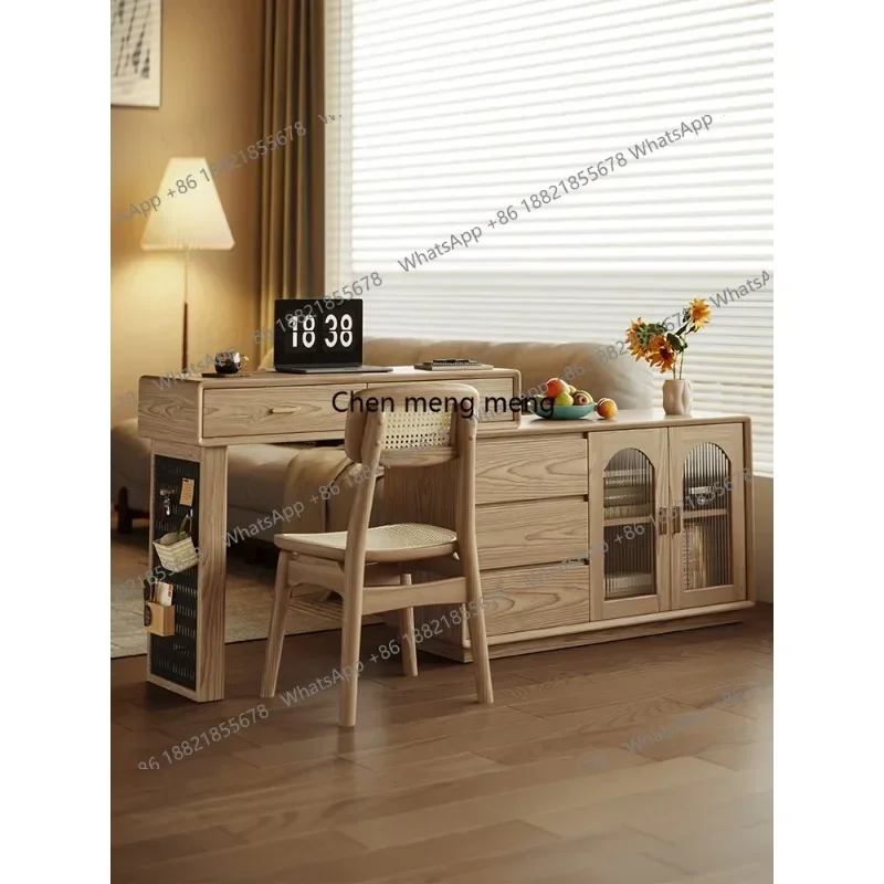 

Ash wood solid wood dresser chest storage integrated bedroom simple, storage, makeup table