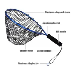 Rete da pesca portatile guadino per pesci in Silicone manico in EVA strumenti staffa reti impugnatura da pesca in alluminio X4R1