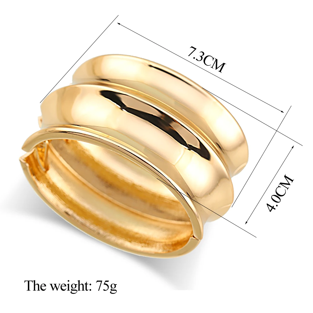 New Simple Design Polished Smooth Large Size Wide Double Bangles Statement Fashion Cuff Bracelets Punk Style Jewelry 2 Colors