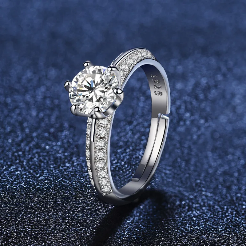 100% 925 pure silver AAAA zirconium imitation high-end engagement ring - fashionable jewelry suitable for both men and women
