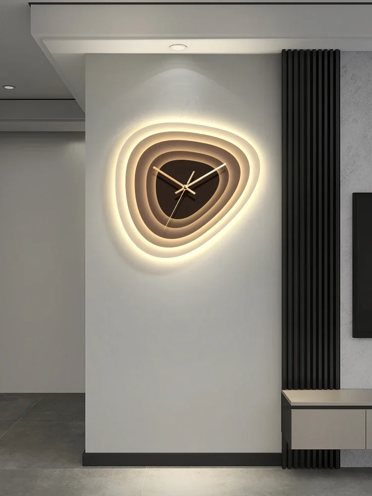 Light luxury living room creative clock wall lamp abstract dining room clock hanging picture modern