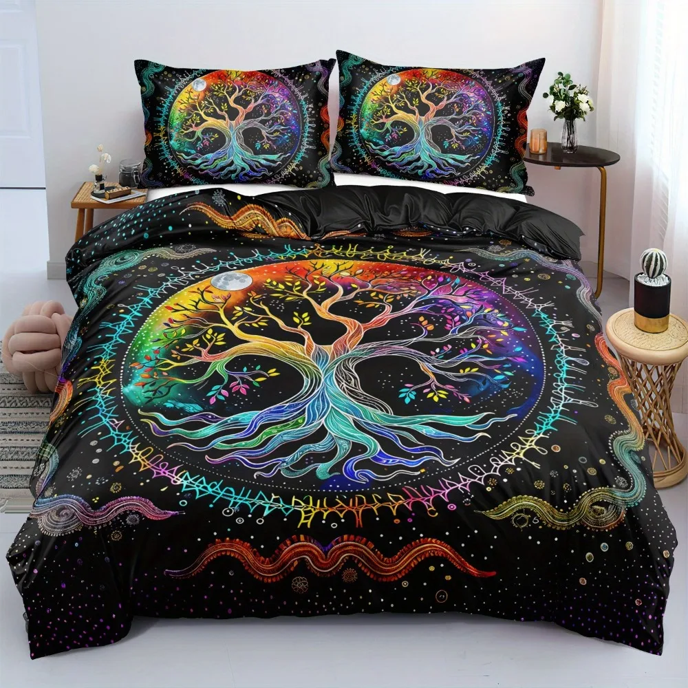 

3pcs Colorful Bedding Set Celtic Tree of Life 3D Printed Cozy Soft Duvet Cover King Queen Twin Size Birthday Gift Bedroom Decor