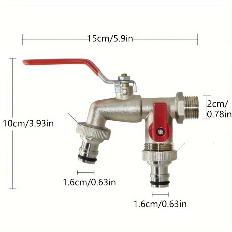 Brass Water Faucet Ball Valve 1/2' Outside & Inside, Easy Turn On/Off Lever Handle Garden Watering Supply Taps