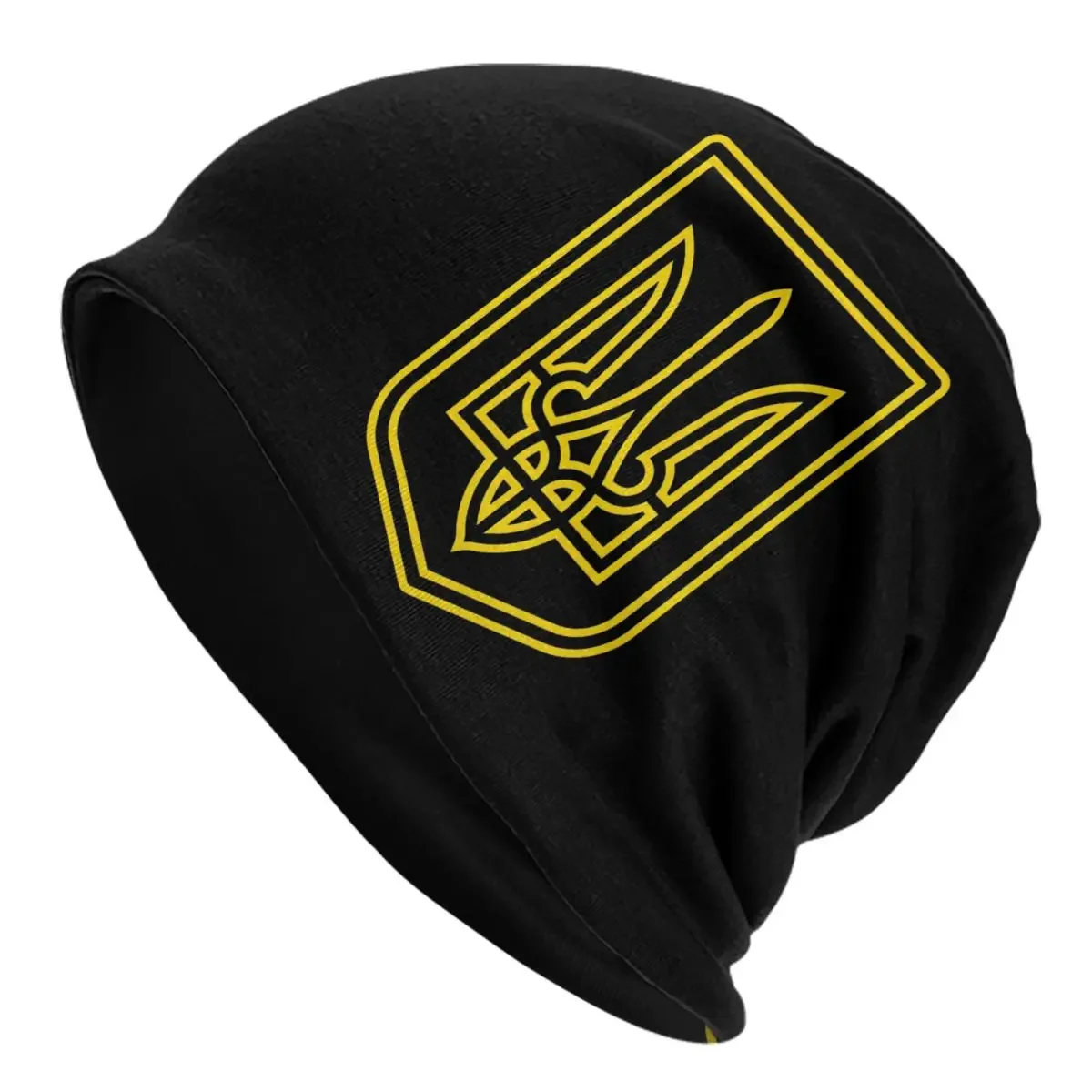 Tryzub Coat Of Arms Ukrainian Bonnet Hat Hip Hop Street Skullies Beanies Hat for Men Women Warm Thermal Elastic Caps