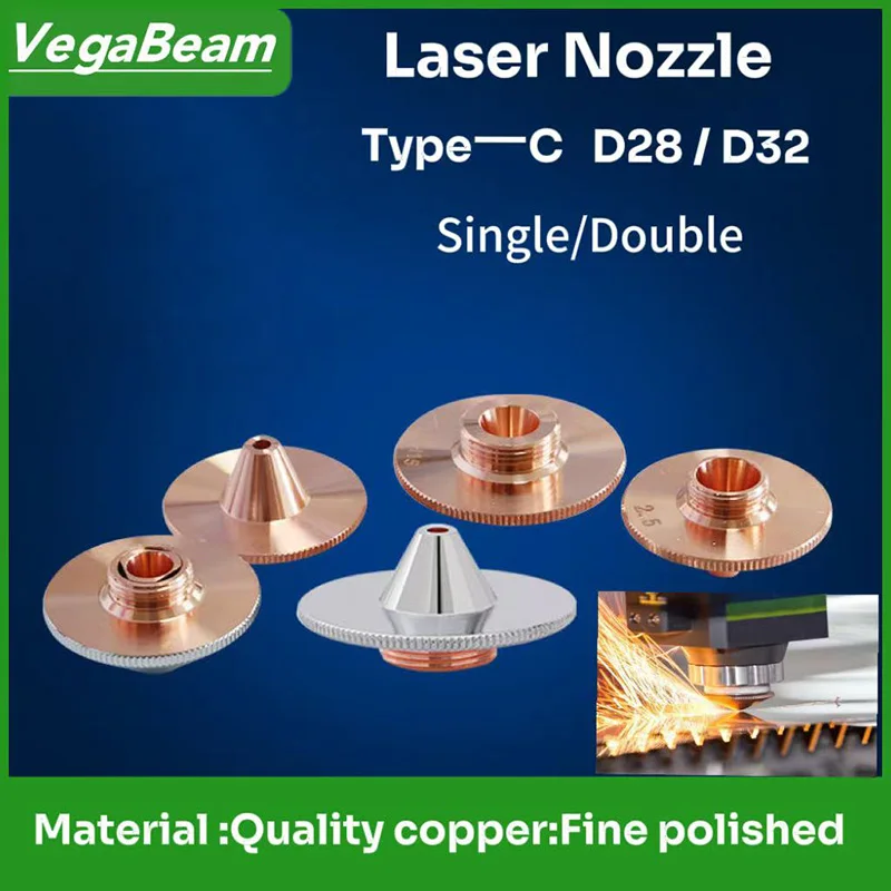 

Laser Nozzle Type C Single Double Chrome dia28/32mm Layer Cap-style Laser Nozzle H11 H15 for Raytools Precitec WSX Bodor HANS