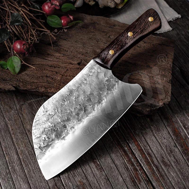 Handmade Forged Kitchen Knife Chef Knife High-carbon Bone Chopper Traditional Butcher Cleaver Slicing Knife Cooking Tools