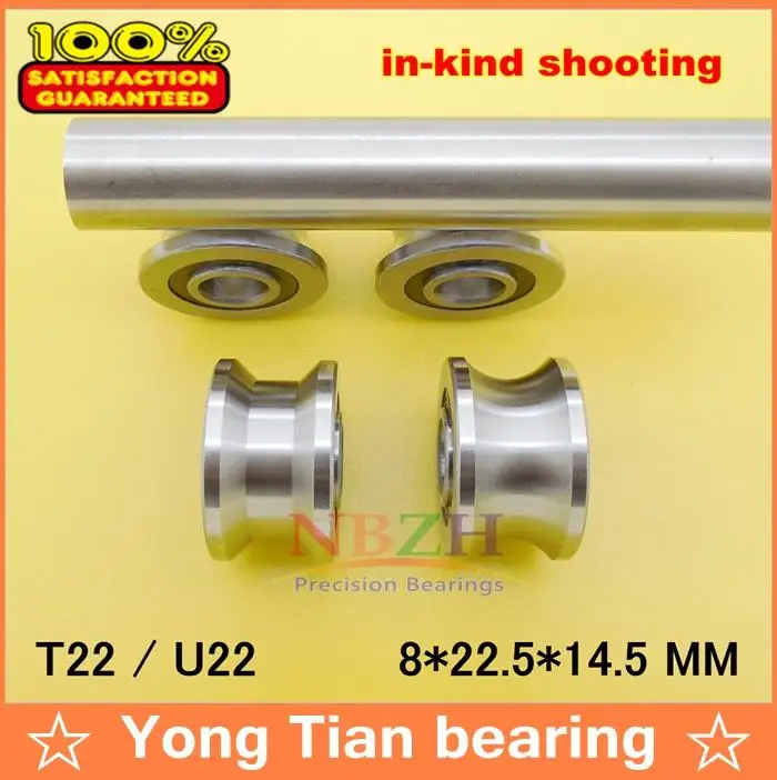 5pcs/lot High Quality TU22 8mm V / U Groove Pulley Bearings T22 8*22.5*14.5*13.5 mm V Groove Roller Wheel Ball Bearing T-U-22