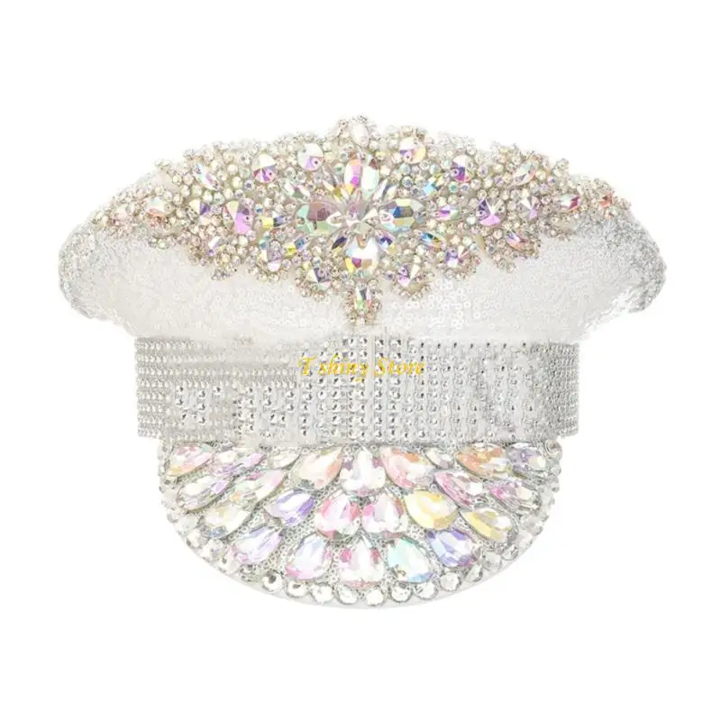 n58f-bride-hat-with-hand-beading-shining-crystal-gleaming-captain-hat-beaded-heavy-pearls-captain-hat-for-bachelorette-party