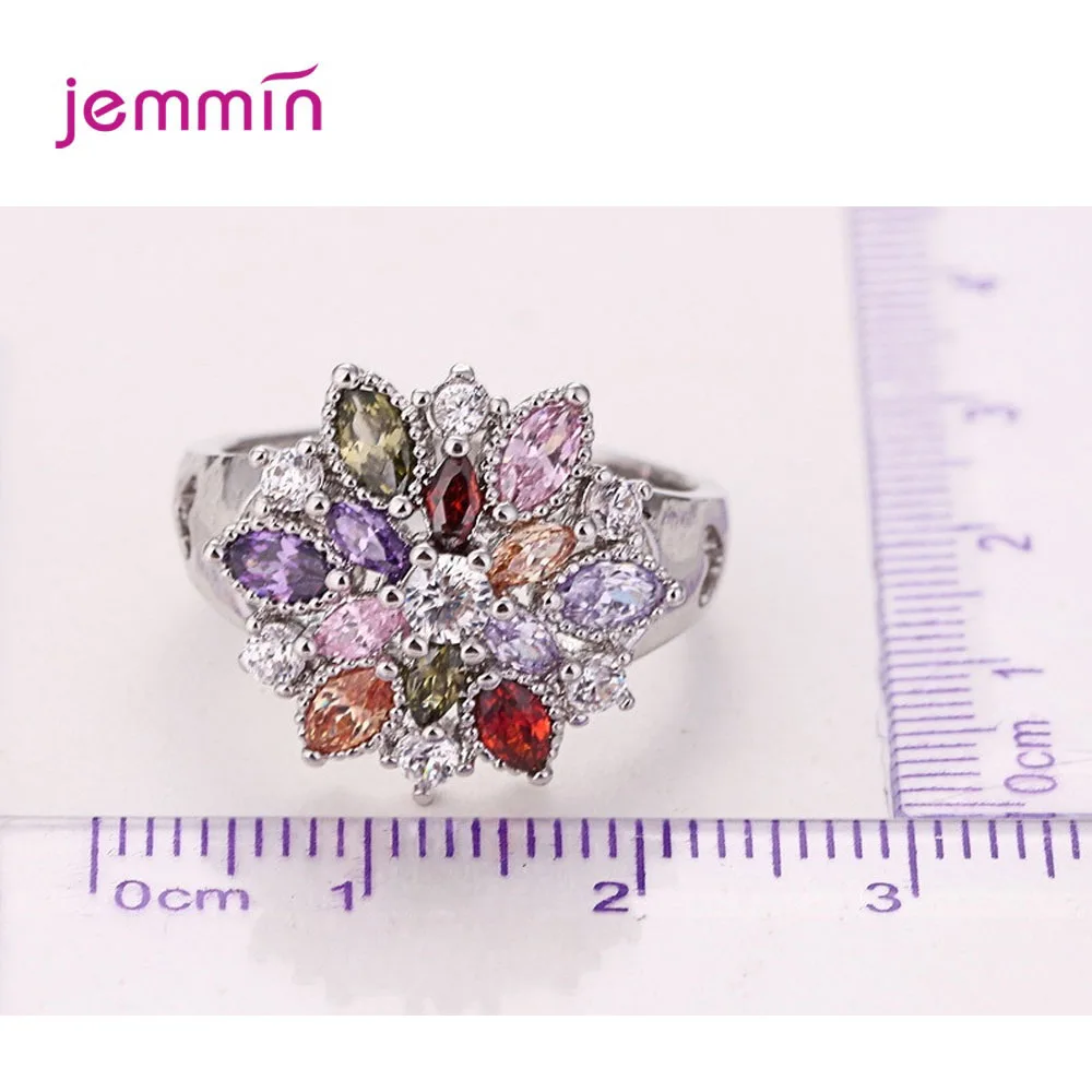 925 Sterling Silver Janji Cincin untuk Wanita Pernikahan Pertunangan Berkilau Warna-warni AAA CZ Cubic Zircon Bague Bijoux Ukuran 6 7 8 9