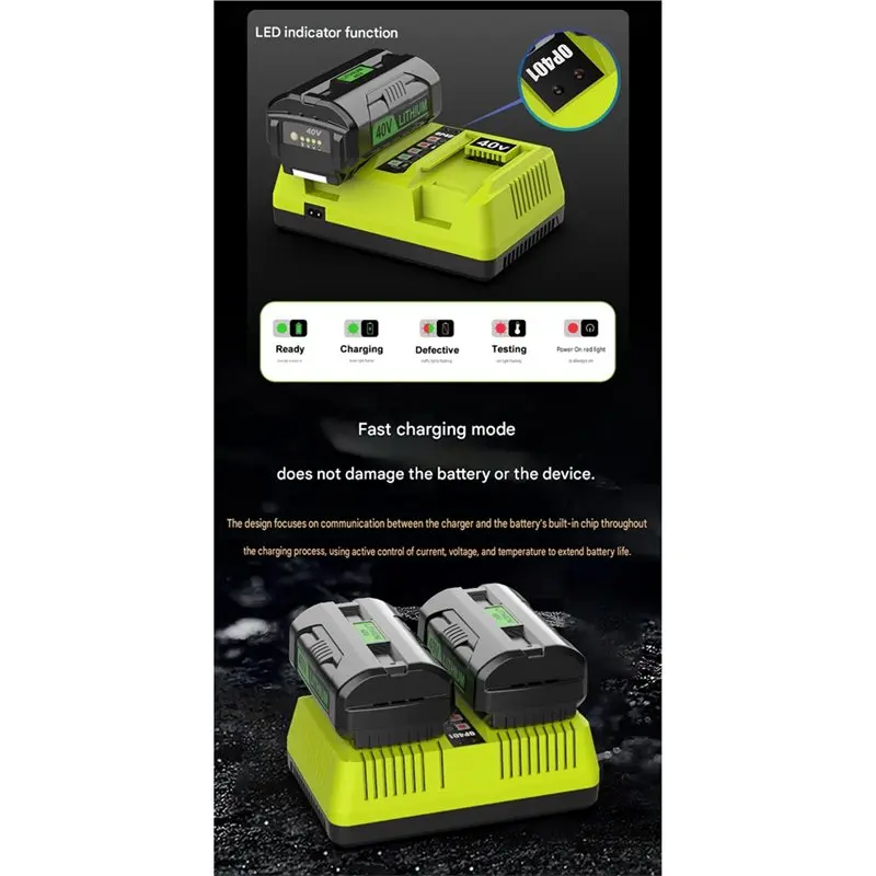 A53M-OP401 Dual Port For Ryobi 40V Battery Charger 2A Li-Ion EU Plug For Models OP4040 OP4050 OP4060A