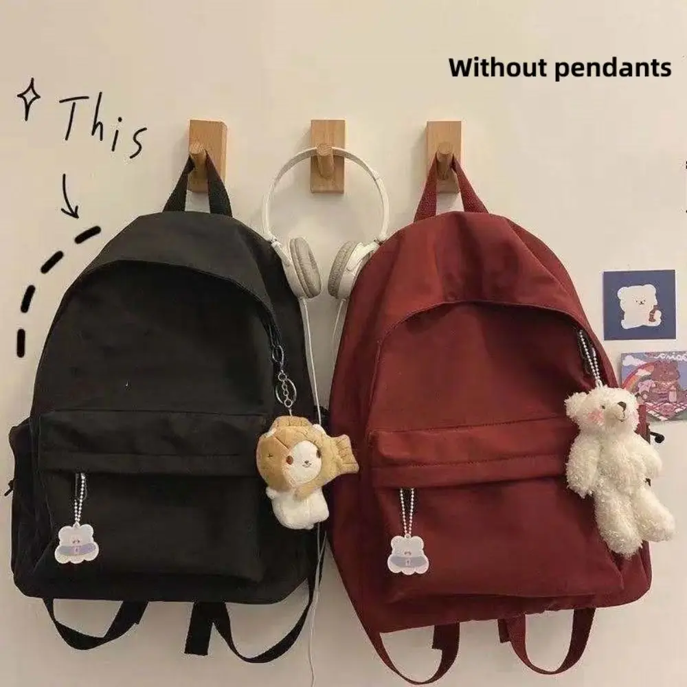 

Casual High School Students Backpack Solid Color Large Capacity Travel Backpack Waterproof Women's Backpack Teenage