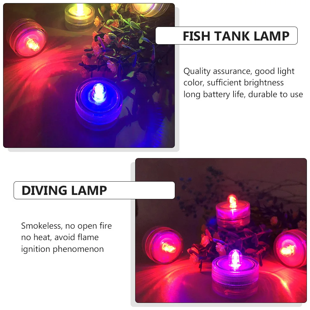 

12 Pcs LED Waterproof Tea Lights Submersible Lamp Tealights Fish Tank Diving Lamps