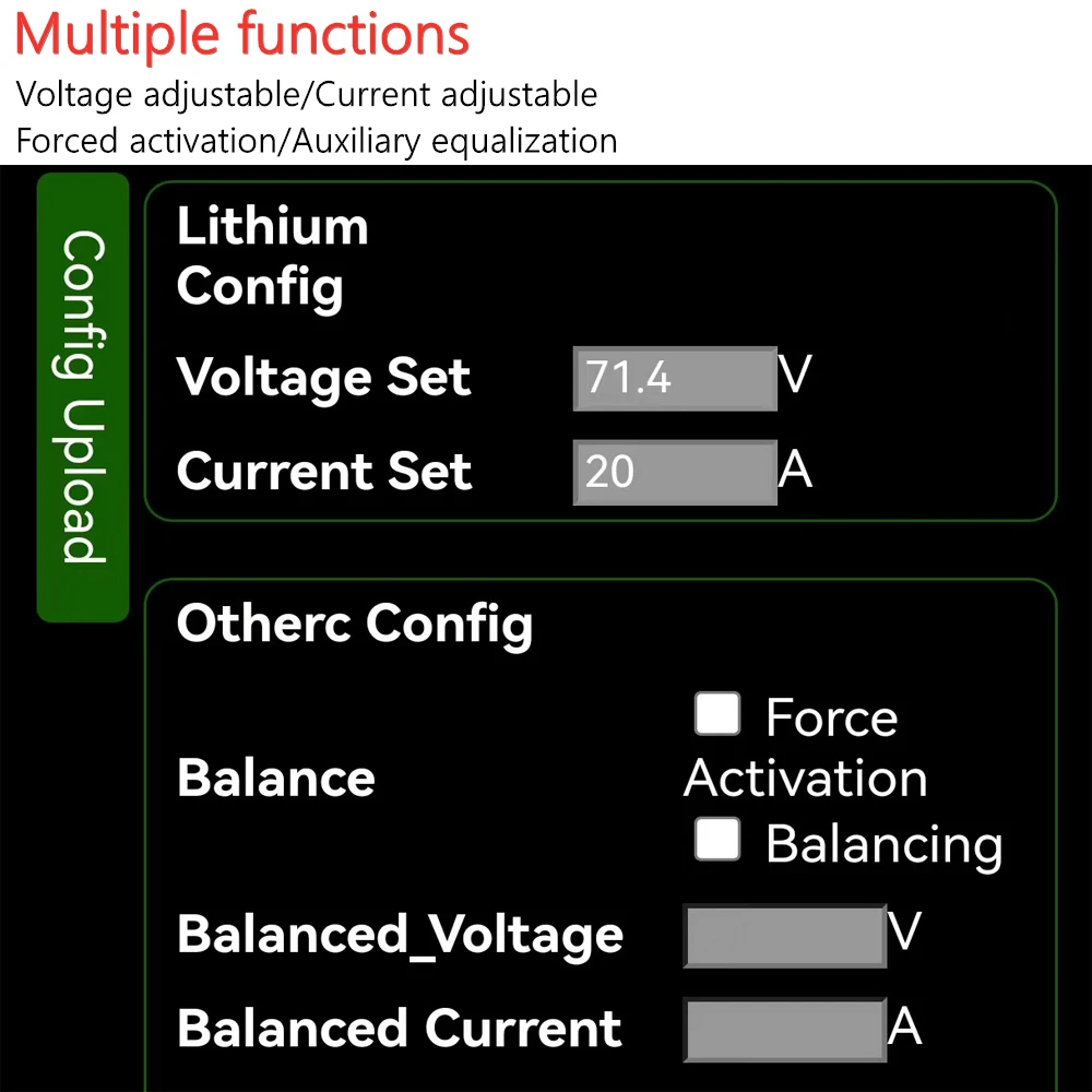 20A Adjustable 12V 24V 48V 60V 72V 84V 54.6V Li-ion Lifepo4 Lithium Battery Charger 4S 8S 13S 14S 16S 20S 24S fast charge parts