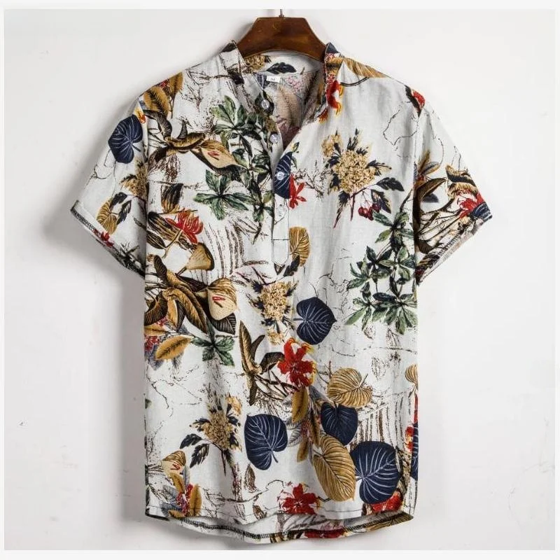 

Мужской летний топ с гавайским цветочным принтом irt, свободный крой ort Sve, модная молодежная универсальная повседневная одежда Ocn