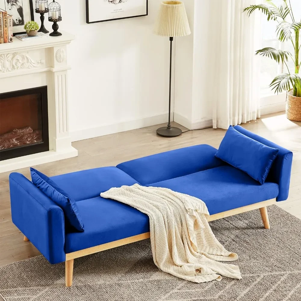 Blue Futon Sofa Bed Garden Furniture Sets Upholstered Loveseat for Small Spaces Living Room Bedroom Furniture Couch Sofas Beds