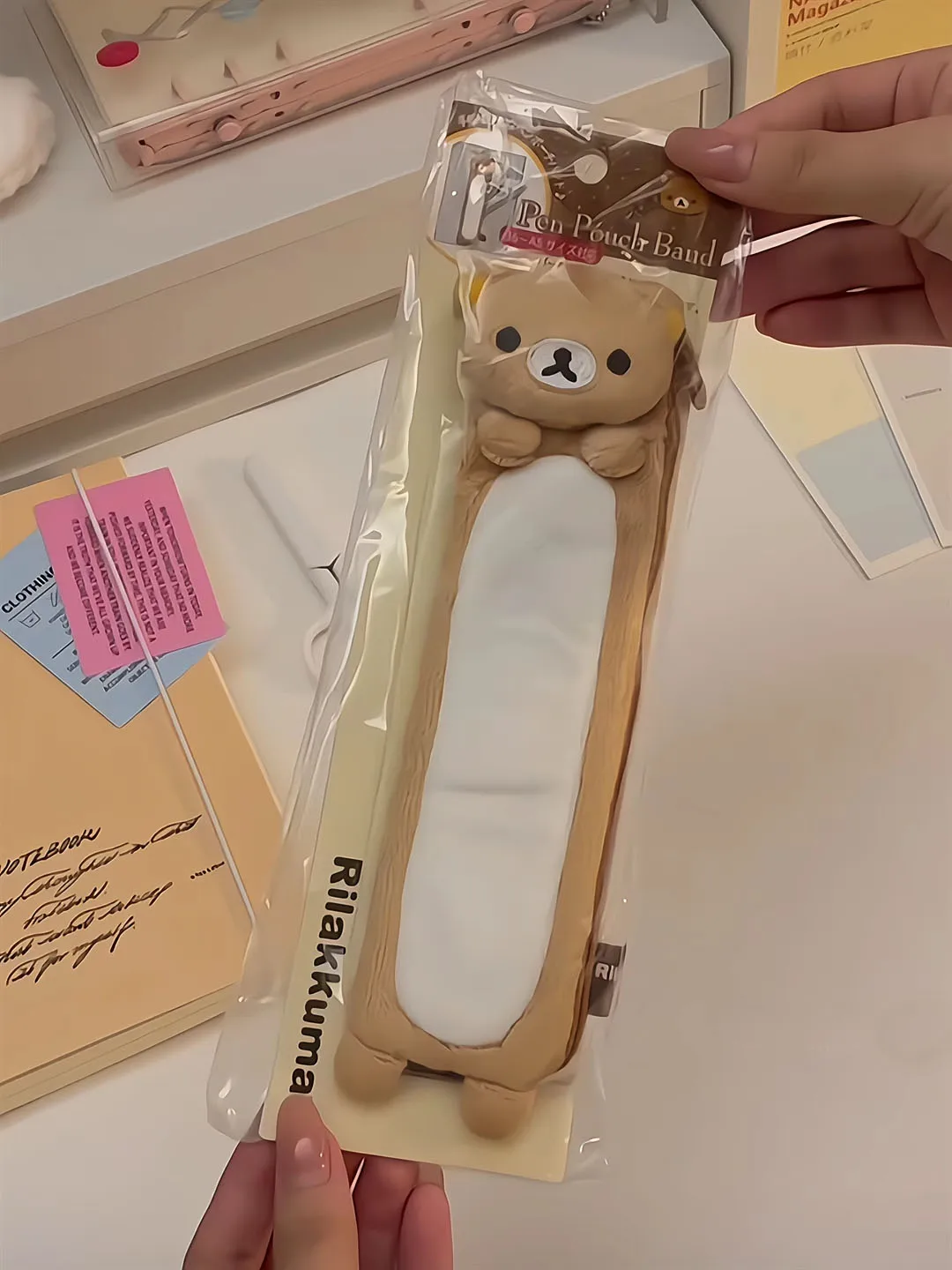 Rilakkuma Urso Plush Pen Pouch para Crianças, Estojo de Lápis Escolar, Recipiente, Saco Organizador, Banda Casos, Meninas, Bonito, Novo