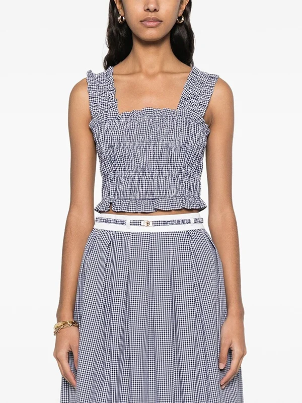 

Spring 2025 New Women's Cotton ort Strap Folded Top Slim Fit Sweet Sle Casual Wear Regular Length Overhead Knitwear