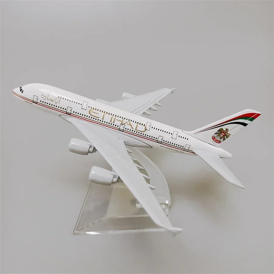 Alloy Metal Air Etihad A380 Airlines Airplane Model Etihad Airbus 380 Airways Diecast Plane Model Aircraft w Stand Gifts 16cm