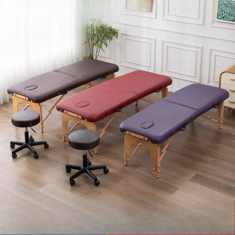 دلك طاولات التدليك المحمولة الرعاية الصحية الوشم نقل خشب الزان طاولات التدليك الطبية بولي Leather أثاث من الجلد Mát-xa Giày MHAMC #2