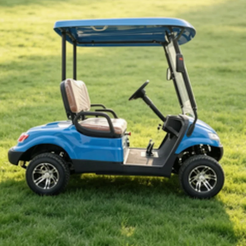 Eco-Friendly Silent 2 Seater 72V Electric Golf Cart Factory Direct Supply Multiple Scenarios Use 12 Inch Wheel Upholstered Seat