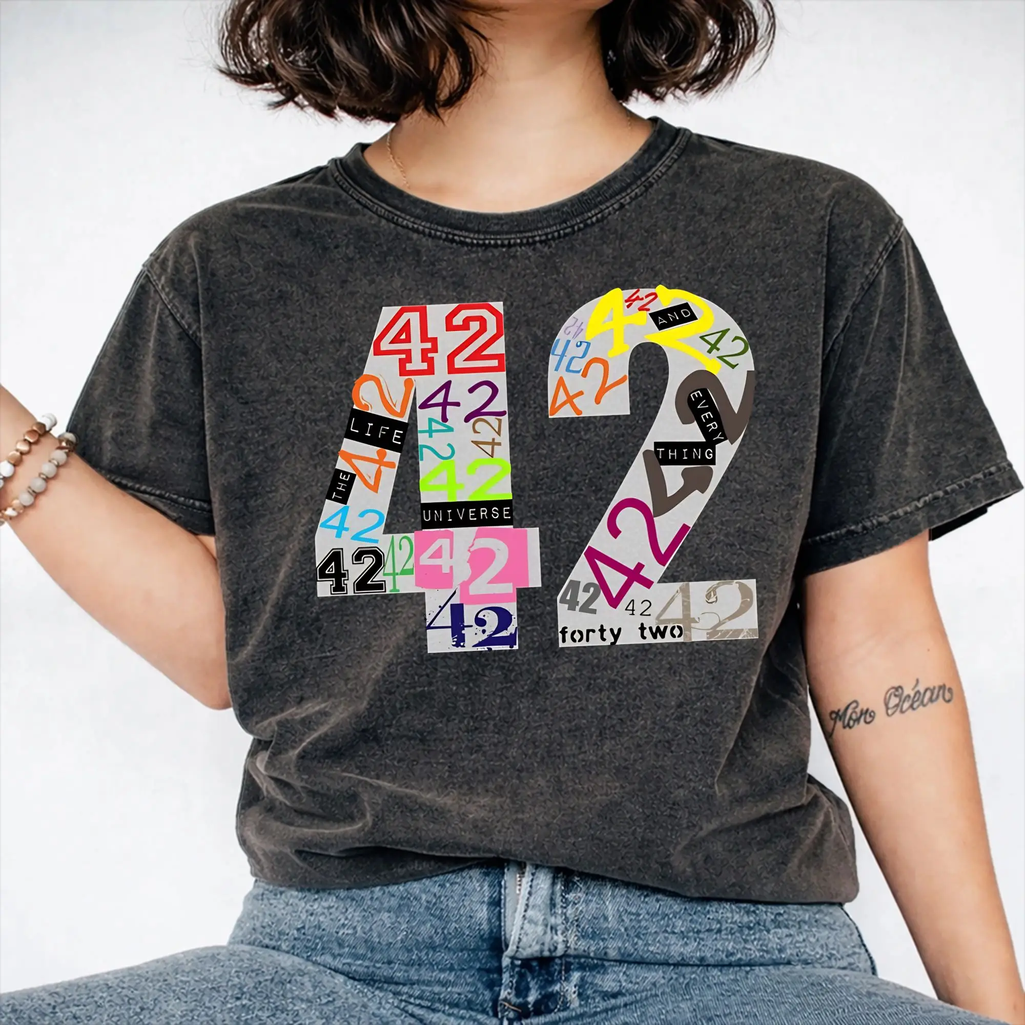 dont panic 42 The Answer To Life Douglas Adams  Merch Washed T Shirts Men Women Streetwear Hip Hop T-Shirts Summer  Tees Tops