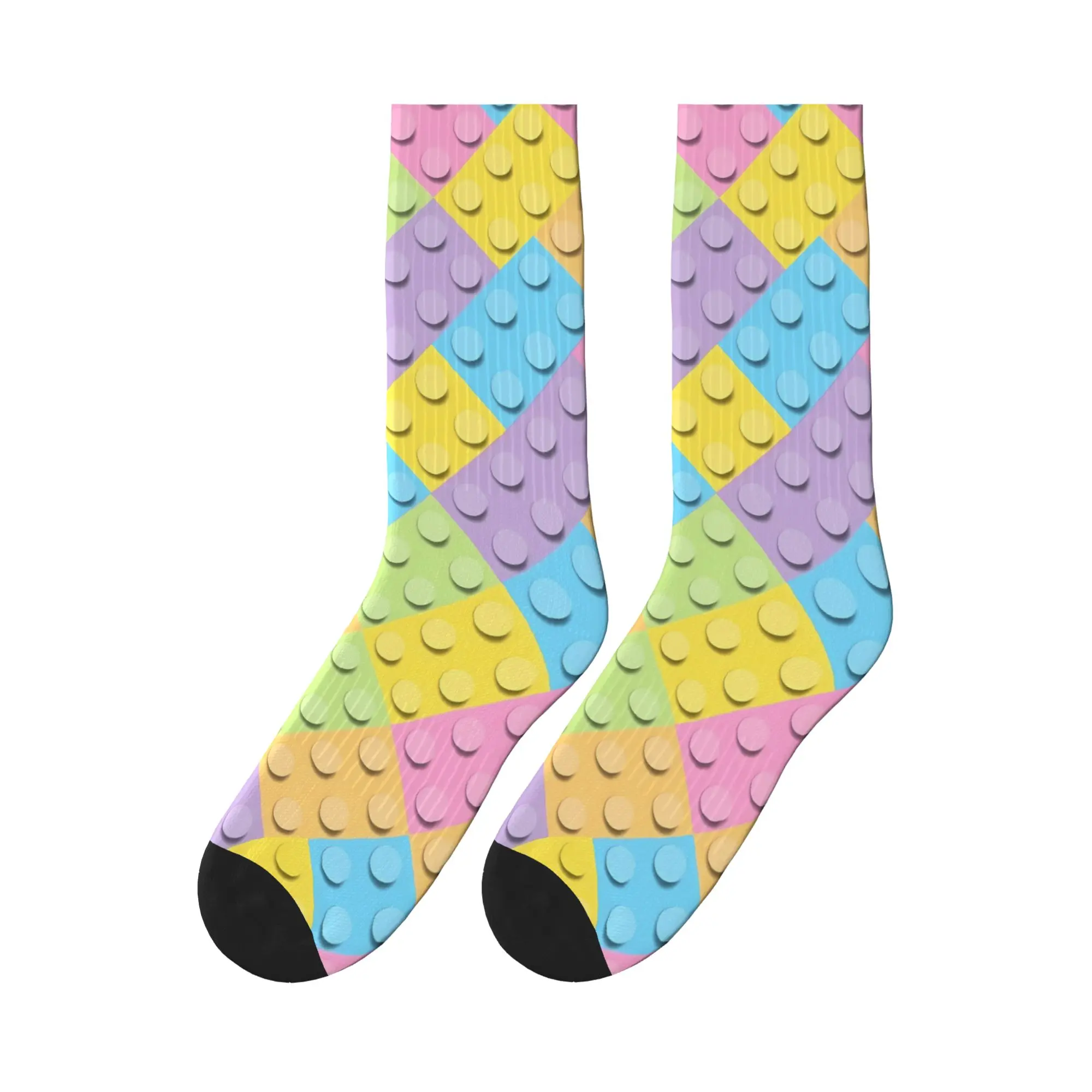 Pastel Diagonal Building Blocks Pattern Socks Spring  Stockings Gothic Couple Breathable Socks Printed Cycling Anti Slip Socks