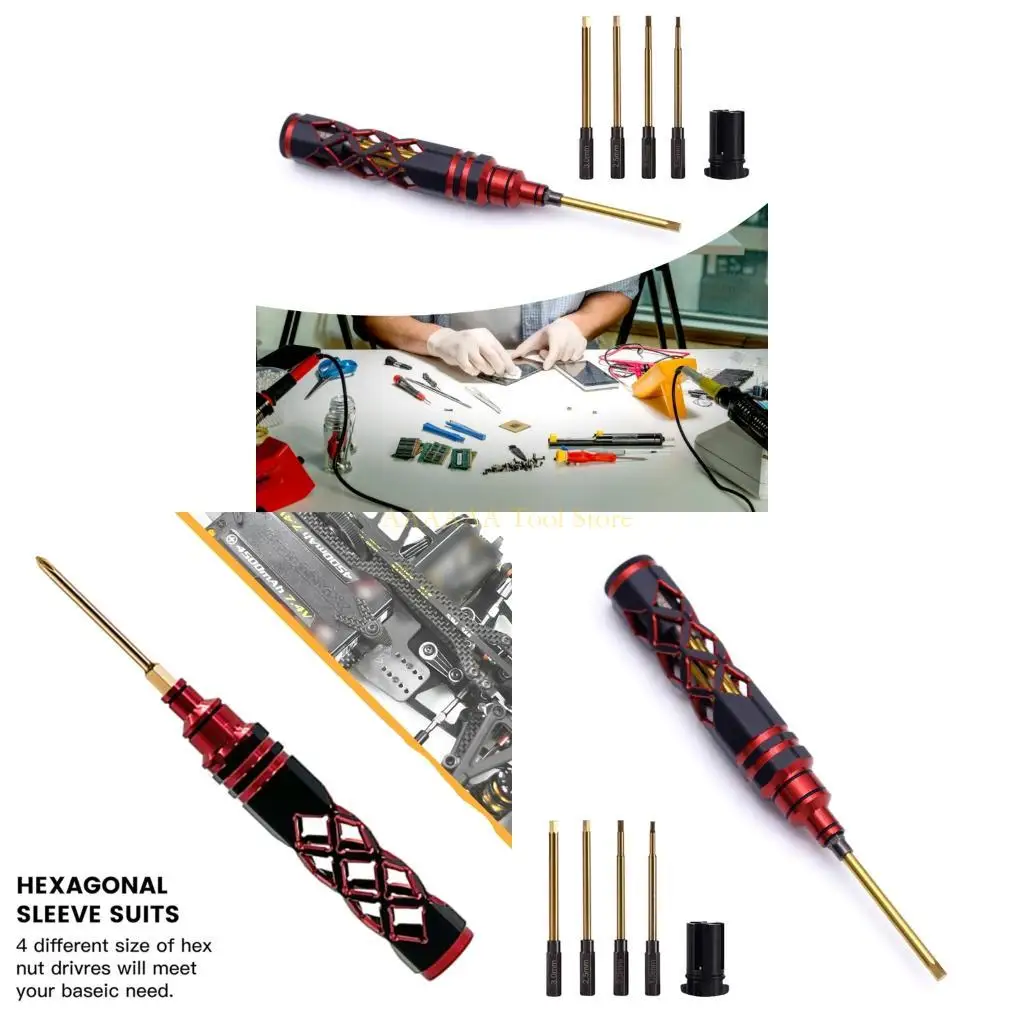 

A2BE Aluminum Shafts Screwdriver For Drones Quadcopter Assembly 1.5mm To 3mm Size Portable Hobbyist Toolkit