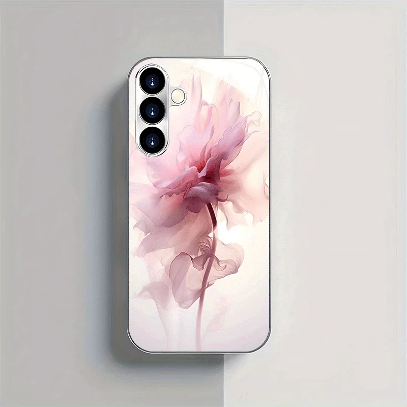Premium pink mesh art electroplated silver phone case for Samsung Galaxy S26 S25 S24 S23 S22 S20 FE/Ultra/Plus anti drop Cover