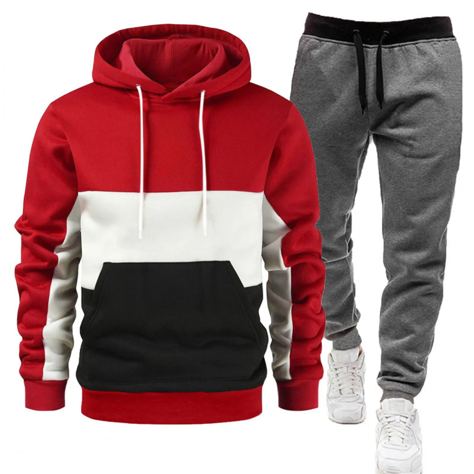 

Men's Fall/Winter Hooded Sports Set - Casual Hoodie + Trousers Male Autumn Hooded Sweatshirt + Sweatpants Two-piece Set