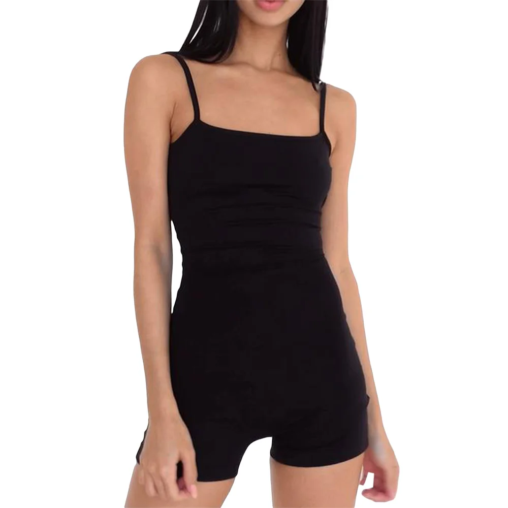 

Women Sleeveless Playsuit Summer Casual Solid Color Backless Romper Shorts Jumpsuits Clubwear