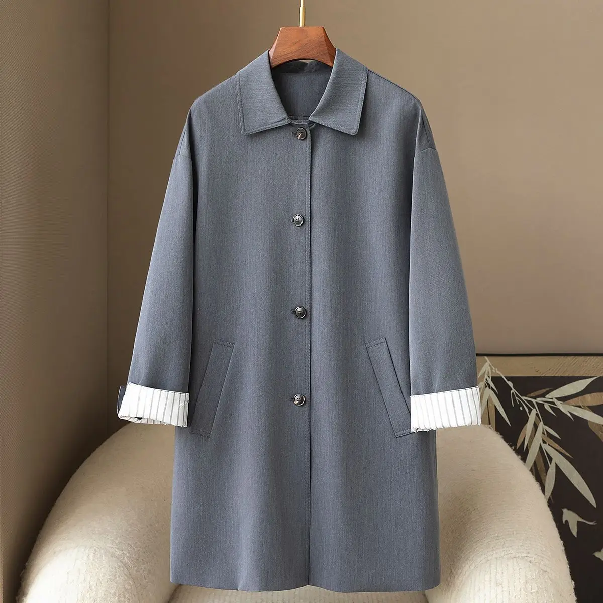 

New Style Casual Trench Coat for Spring and Autumn in 2025 Korean High-end Windbreaker