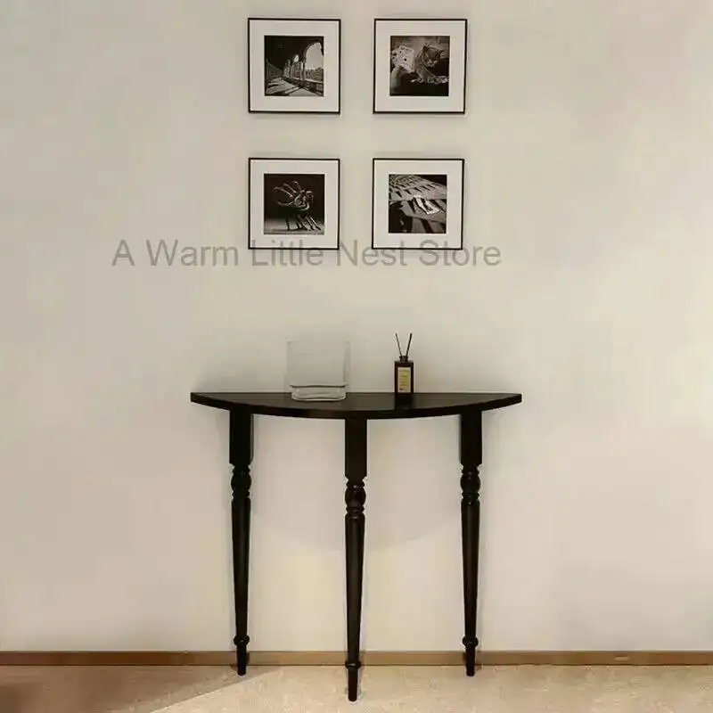 

Narrow Nordic Solid Wood Console Table Wall Corridor Console Tables Light Luxury Home Living Room Semi-circle Entryways Table