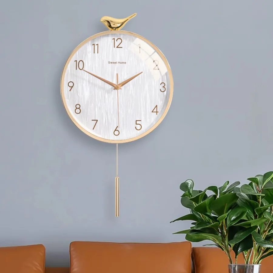 

Gift Living Room Wall Clock Decoration Luxury Gold Elegant Wall Clock Home Art Hands Number Round Modern Fashion Saat Wall Decor