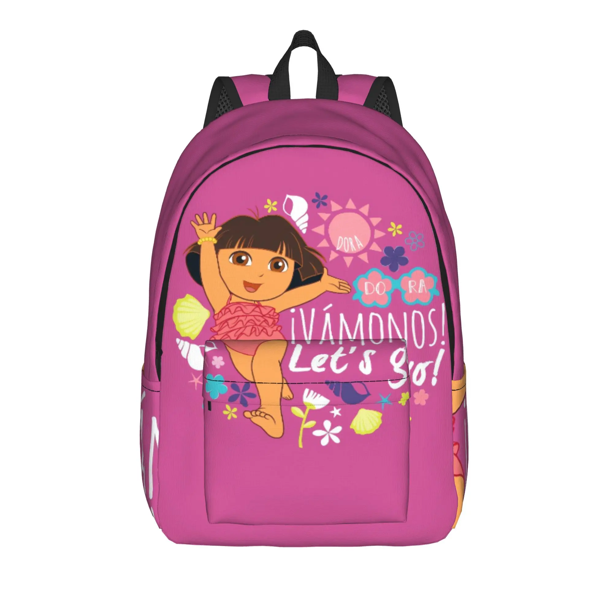 Pink Vamonos Text  Backpack Doras The Explorer University Backpacks Boy Girl Fun School Bags Designer Soft Rucksack