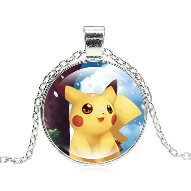 Anime Pokemon Necklace Pikachu Pendant Jewelry Time Gem Accessories Sweater Chain Pendant Necklace Birthday Gift