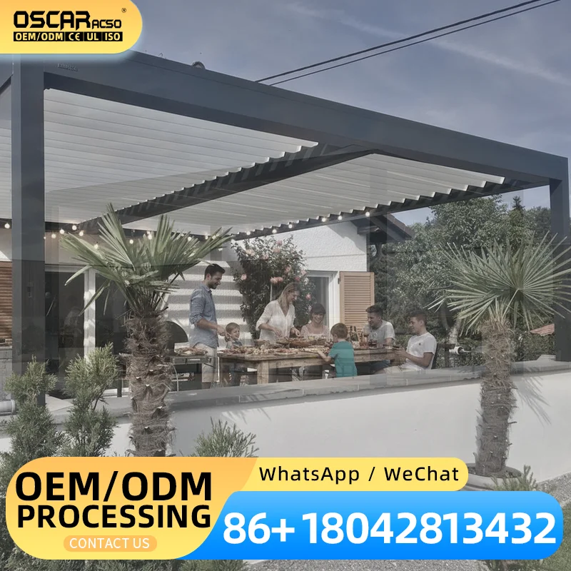 Modern Automatic Outdoor Arches Bioclimatic Aluminium Pergola with Opening Louvred Roof for Patio Garden Balcony pergola