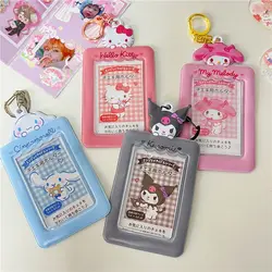 Sanrio Kuromi MyMelody Cinnamoroll Cute Photo Card Holder Pendant Storage Bag Girl Student Stationery Cardcase Keychain