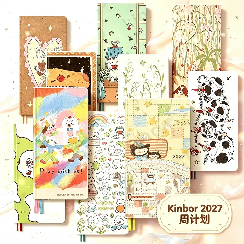 Kinbor 2027 Weekly Planner Kawaii Notebook,Efficient Daily Time Management Journal & Work Schedule Planning Efficiency Handbook
