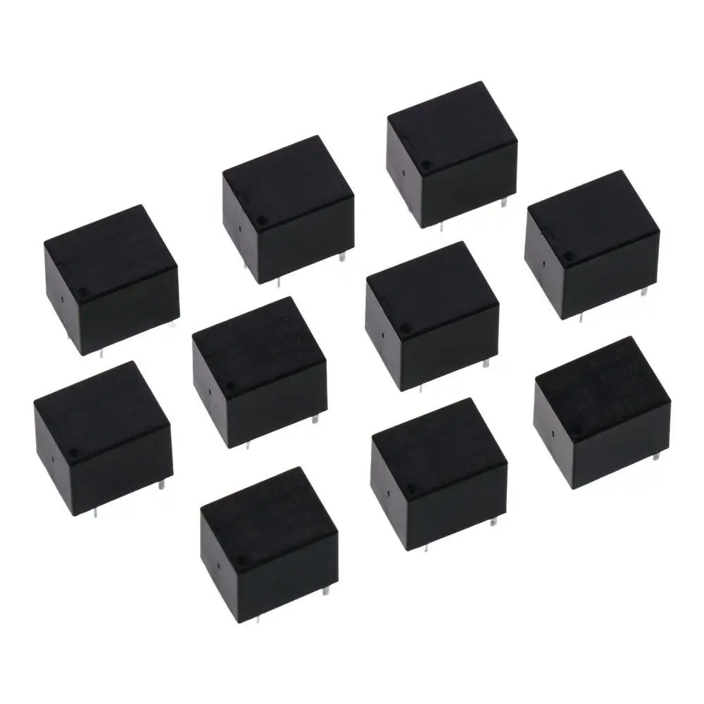 10pcs Easy to use JQC-T78-DC05V-C Electromagnetic Power Relay Black DC 5V Power Relay 5 Pin Plastic&Metal PCB Power Relays