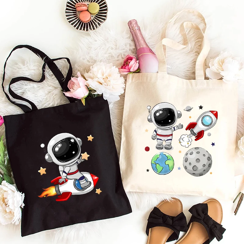 New Funny Astronaut Harajuku Shoulder Bag for Women Casual Reusable Shopping Bag Space Graphic Tote Bag Street Handbags for Lady